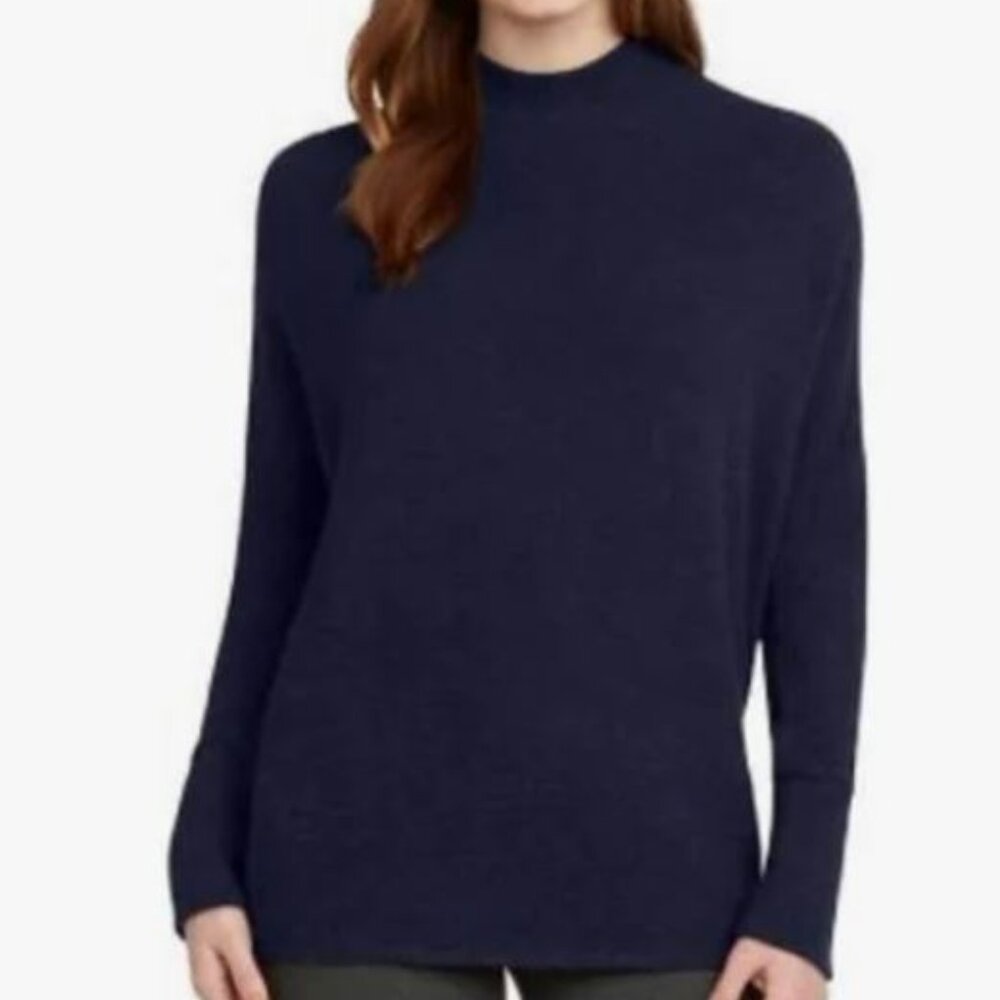Matty m ladies mock neck tunic Heather Midnight Blue XL
